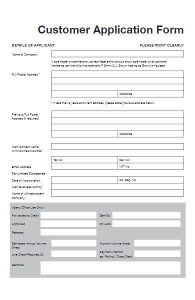 Where can I download the customer application form .